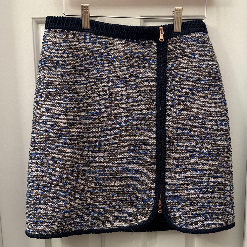 J. Crew Navy And Gray Tweed Mini Skirt